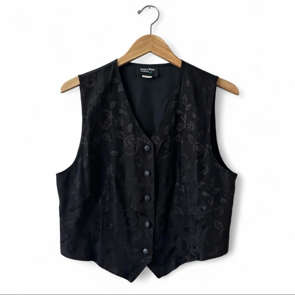 Vintage Made in USA Black Silk Vest Size Medium